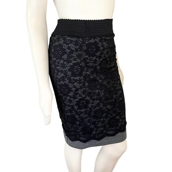 MAURICES Lace Overlay Stretchy Pencil Skirt in Black SZ M - Picture 4 of 9